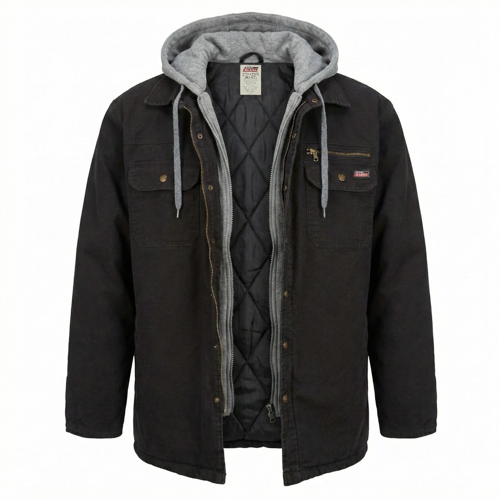 Dickies Hooded Canvas Work Jacket 2XL Black Gorpcore Streetwear Chore Coat